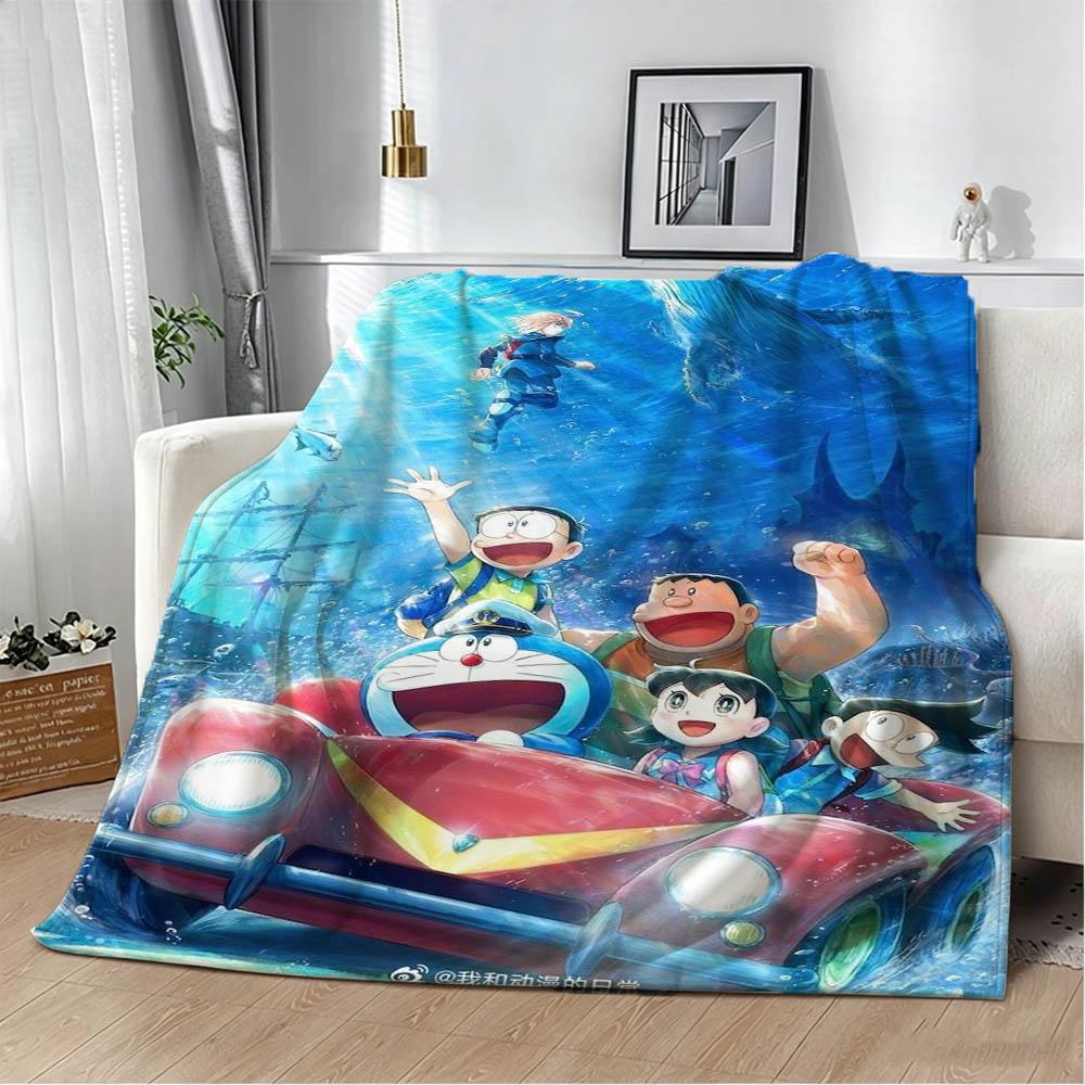 D-Doraemon Movie Anime Film Cartoon 3D Flannel Blanket Soft Throw Blanket Art For Home Decor Bedroom Bed Sofa Picnic Fans Gift