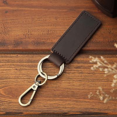 Genuine Leather Retro Cowhide Keychain Metal Lobster Clasp Pendant  Personalized Anti-Lost Car Keyring Keyholder