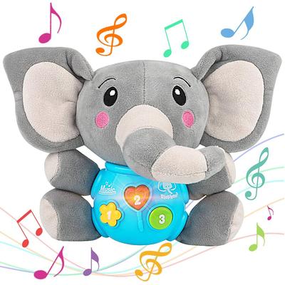 Plushy Elephant Babies Toys, Stuffed Animal Babies Musical Plushy Toys for Babies Infant, Musical Toys Gifts for 0, 3, 6, 9, 12 Months Toddlers