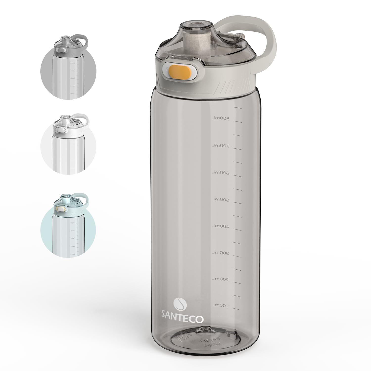 

SANTECO Water Bottle, 1000ml, Direct Drinking, 1 Liter, Made with US Tritan, BPA-Free, Ultra-Lightweight, Portable, Stylish, Easy to Clean, with