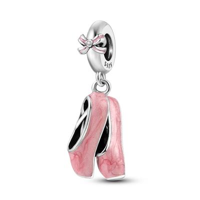 925 Silber Roter Ballettschuh Charm Perlen Hängender Anhänger Für DIY Damen Armband Schmuck Geschenk