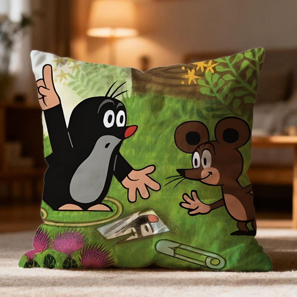Fashion T-Tthe Little Mole Cushion Cover Soft Washable Pillow Case Multi-Scene For Couch Bed Travel Office Use