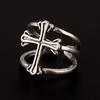 Retro Double Band Cross Ring For Men Punk Gothic Rock Hiphop Open Ring Biker Accessories Handmade Designer  Unisex Gift