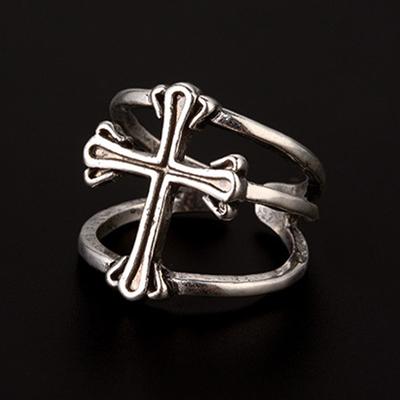 Anillo Cruzado Retro de Doble Banda Para Hombres Punk Gótico Rock Hiphop Anillo Abierto Accesorios de Motociclista Hecho a Mano Diseñador Regalo Unisex