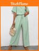 Elegant Plain Color Twopiece Suit With Splicing Design For Women Casual Office Wear