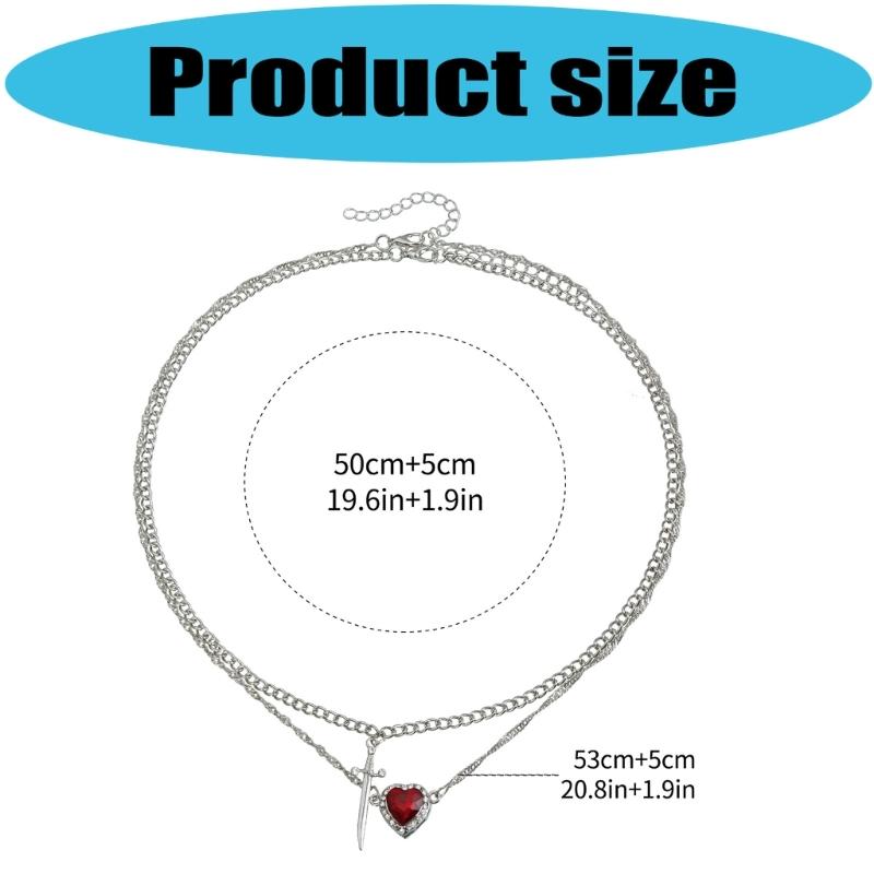Edgy Dark Feminine Expression Adjustable Length Alloy Necklace Neckchain Featuring Edged Heart Detail for Concerts