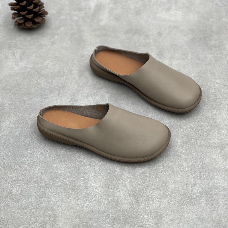 

Туфли женские в стиле ретро с круглым носком на весну и осень, универсальные и дышащие тапочки из коровьей кожи с мягкой подошвой 37 бежевый/абрикосовый