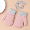 Children's Winter Plus Velvet Gloves Small Children's Bag Finger Halter Neck Yarn Warm Knitted Gloves Baby Solid Color Simple Gloves