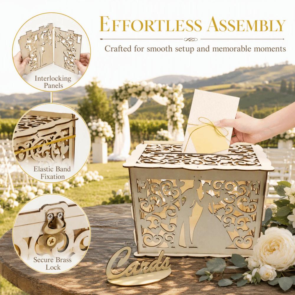 With Lock Wooden Envelope Box 22.5x15x15cm Wooden Money Box DIY DIY Card Box Bridal Shower
