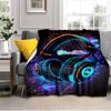 1PC Custom Name Neon Headphones Glow Art flannel blanket versatile,all-season throw suitable for the living room,bedroom,camping,travel,and gift