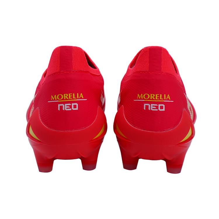 Mizuno Morelia Neo Round Toe Lace FG (Rubber Long Studs) Natural Grass Ultra-Fiber Wear-Resistant Non-Slip Soccer Shoes Men Sneaker Red P1GA234264