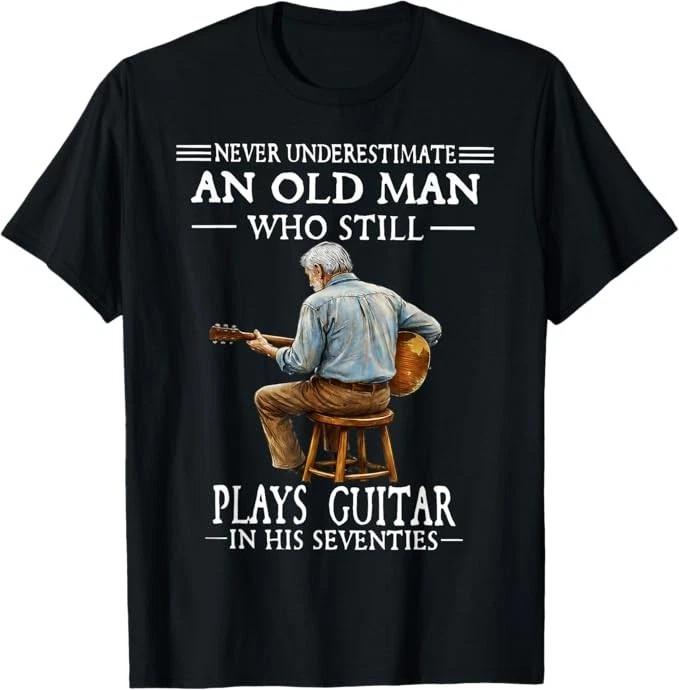 Never Underestimate An Old Man Who Plays Guitar Seventies T-Shirt M