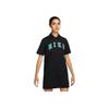 Nike Sportswear Letter Print Loose-Fit Breathable Moisture-Wicking Knit Polo Dress Women Dress Black FQ7010-010