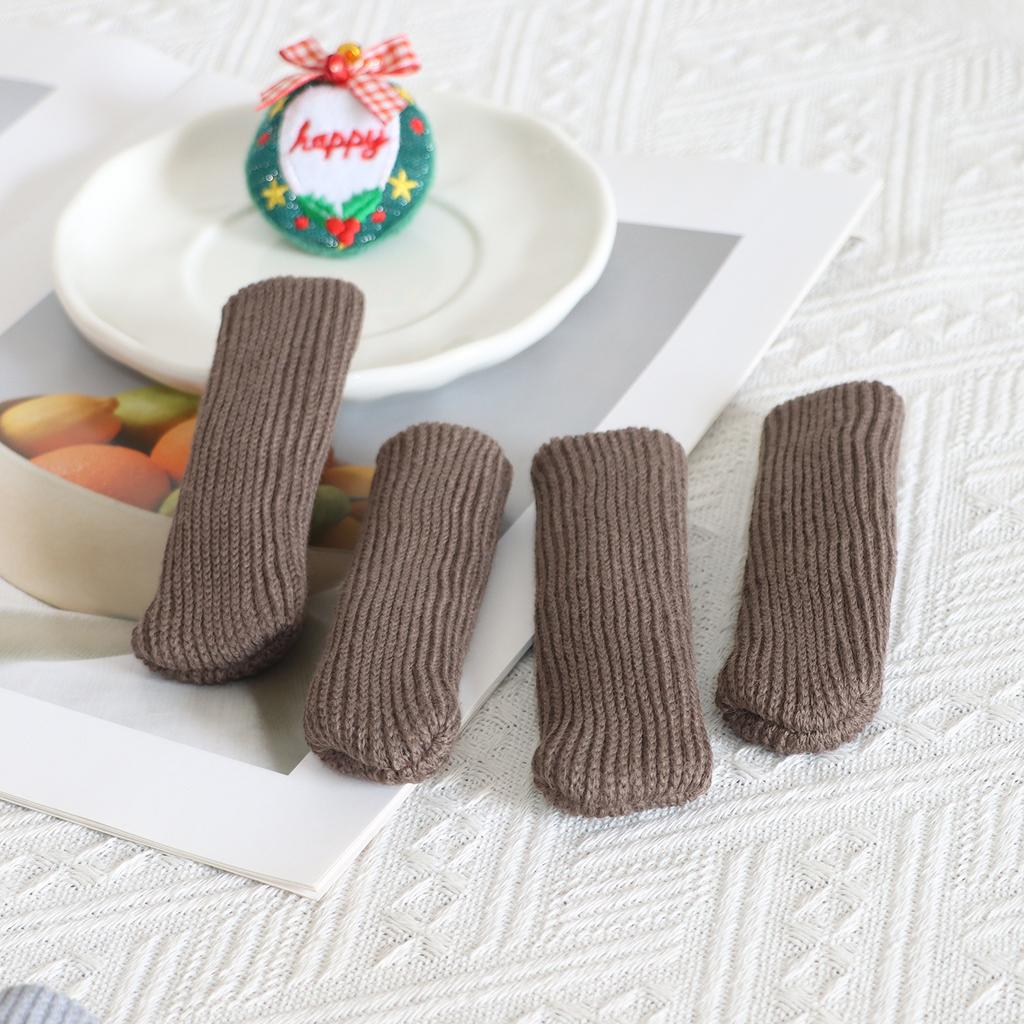 Table Chair Foot Cover Pad Protective Stool Foot Cover Leg Cover, Double-layer Thickened Knitted Chair Foot Cover Silent Non-slip Foot Cover