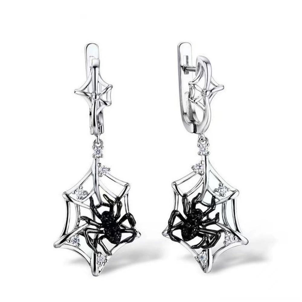 

New Geometric Hollow Spider Web Spider Pendant Necklace Earrings Unique Hip-hop Personality Exaggerated Gothic Jewelry Gift