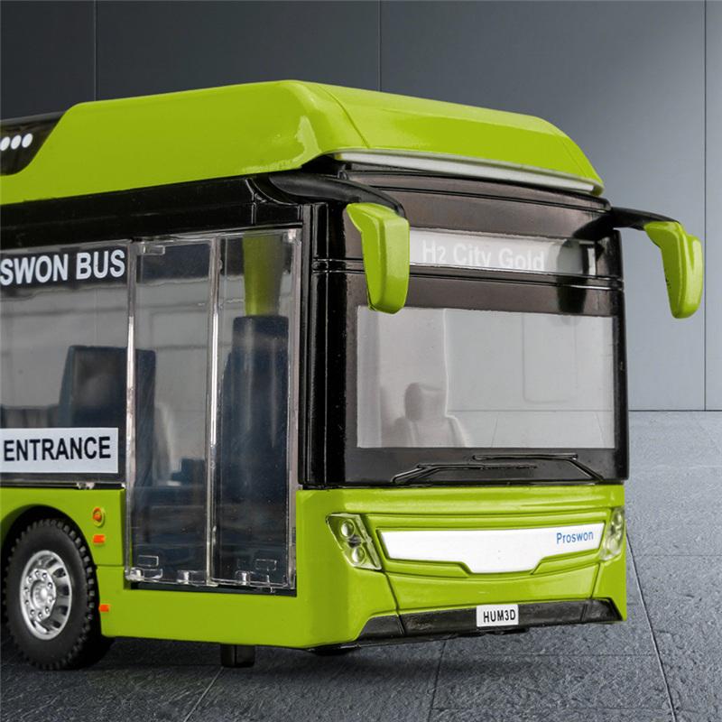 Luxury New energy Electric Airport Business Bus Alloy Car Model Diecasts Metal Tour City Bus Model Sound and Light Kids Toy Gift