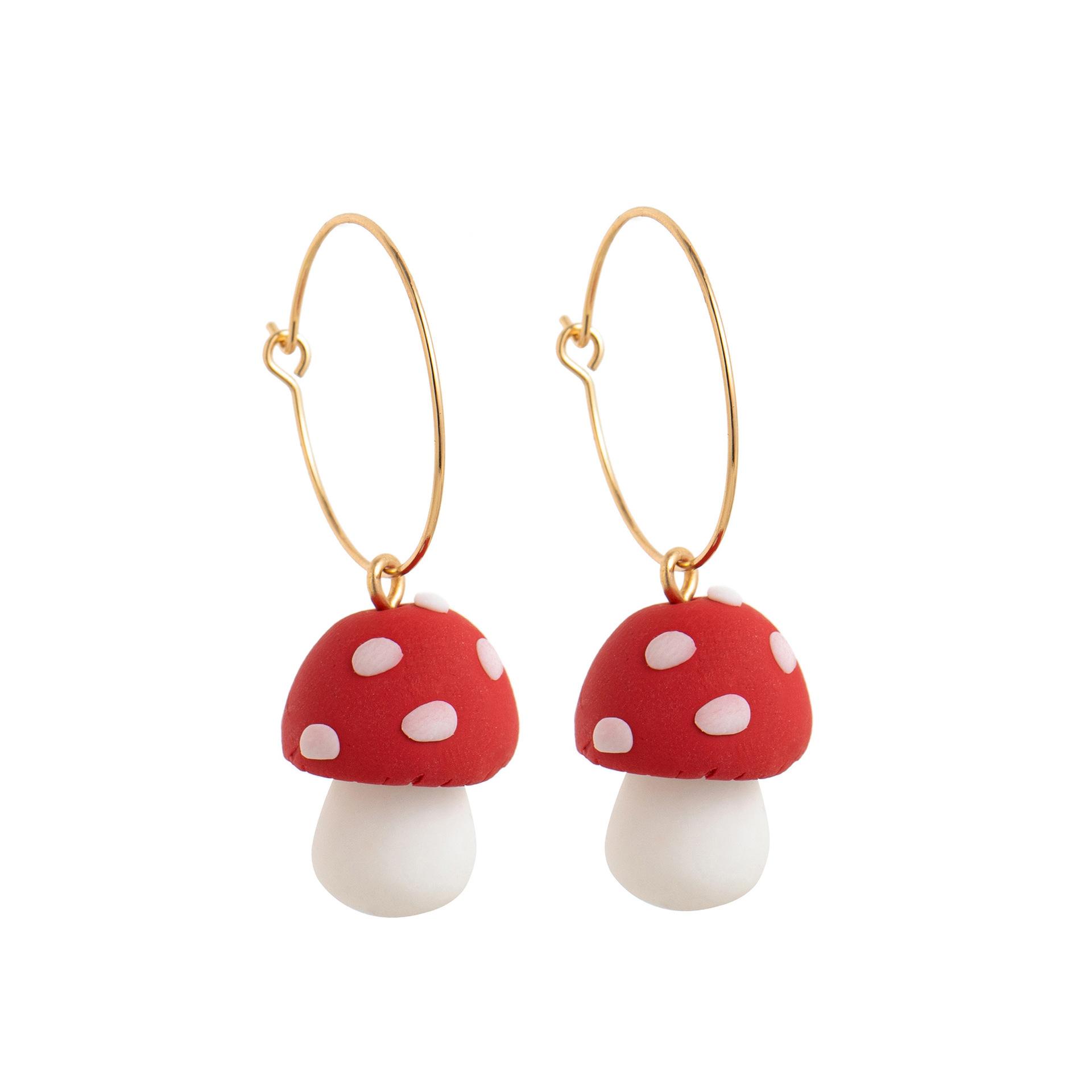 

Creative Niche Cute Retro Three-Dimensional Dripping Oil Colored Soft Pottery Handmade Dopamine Big Mushroom Earrings
