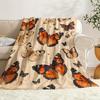 Orange  Butterfly Pattern Flannel printed blanket suitable for all seasons suitable for living room office sofa and travel
