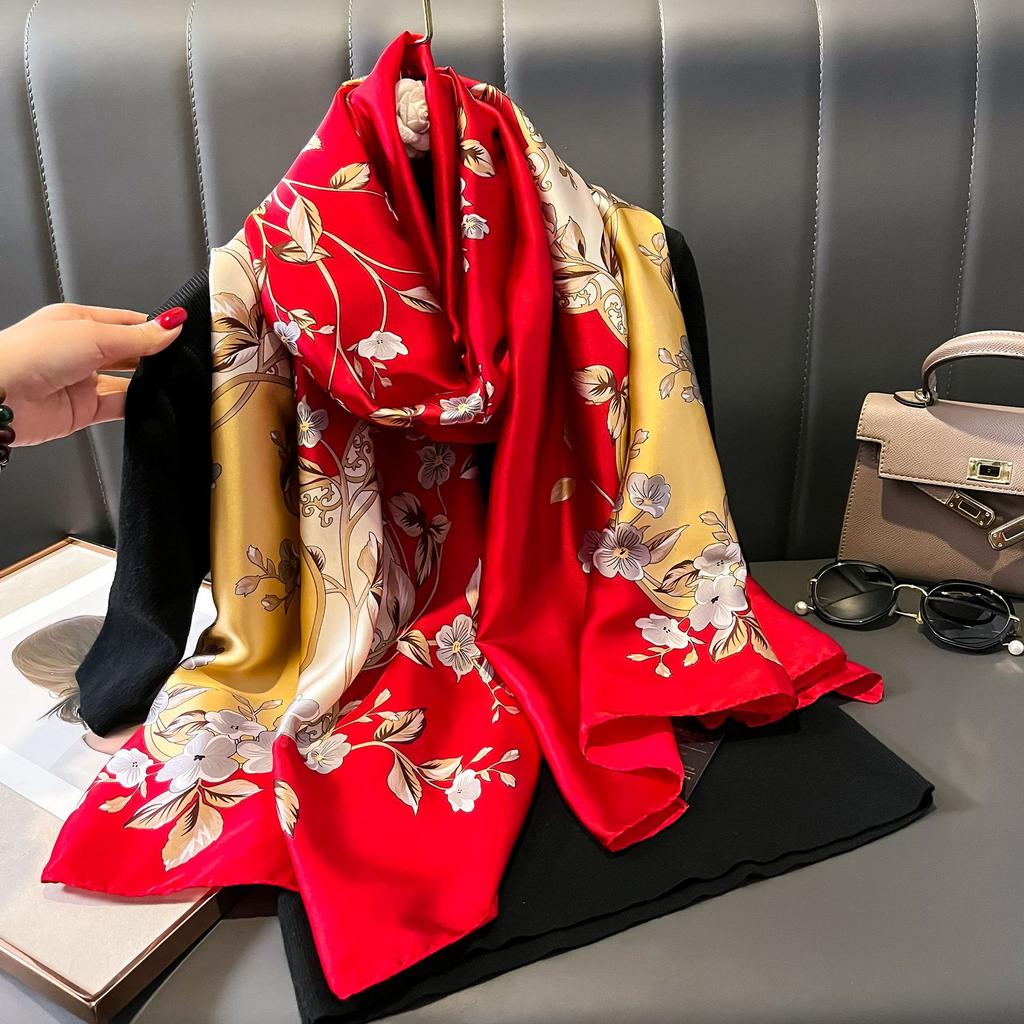 New silk scarf female fashion thin section temperament sunscreen sarong beach towel scarf scarf sarong
