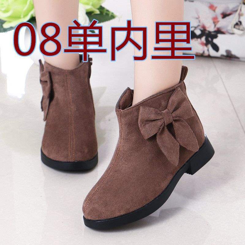 2025 girls autumn and winter retro shoes single boots princess shoes Korean version low tube velvet boots medium and older children cotton shoes s