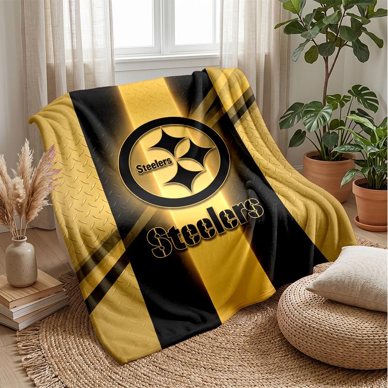 Coperta in Flanella Pile Pittsburgh Steelers Coperta Calda e Accogliente per Divano Letto Viaggio Uso Stagionale