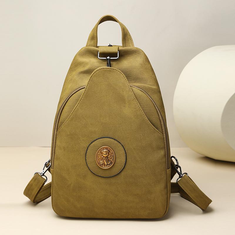 Retro Large Capacity PU Backpack Women's Chest Bag