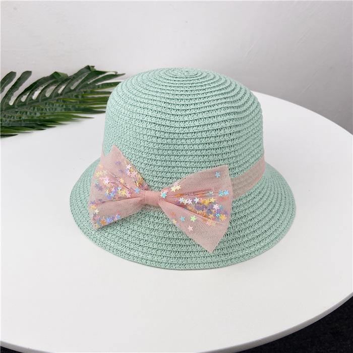 Summer Children's Straw Bag Bow Hat Set Sun Hat Basin Hat Messenger Bag Girls Shoulder Bag Change Bag