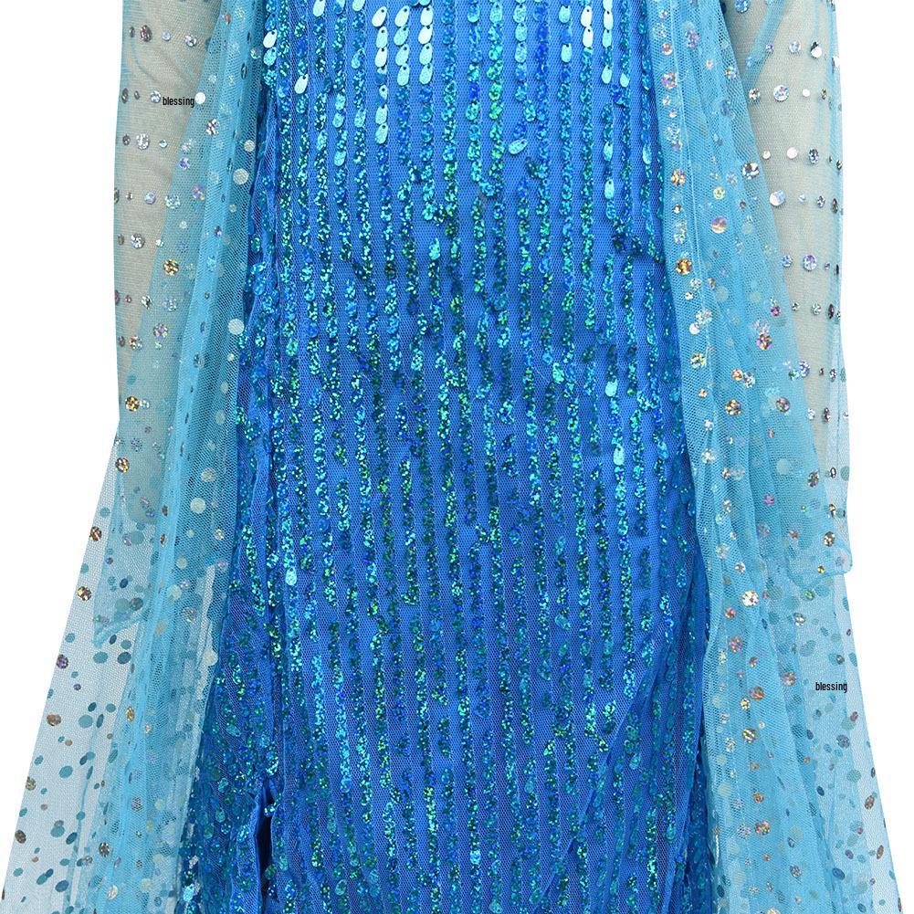 Frozen Girls' Elsa Sequin Mesh Long-Sleeve Formal Dress