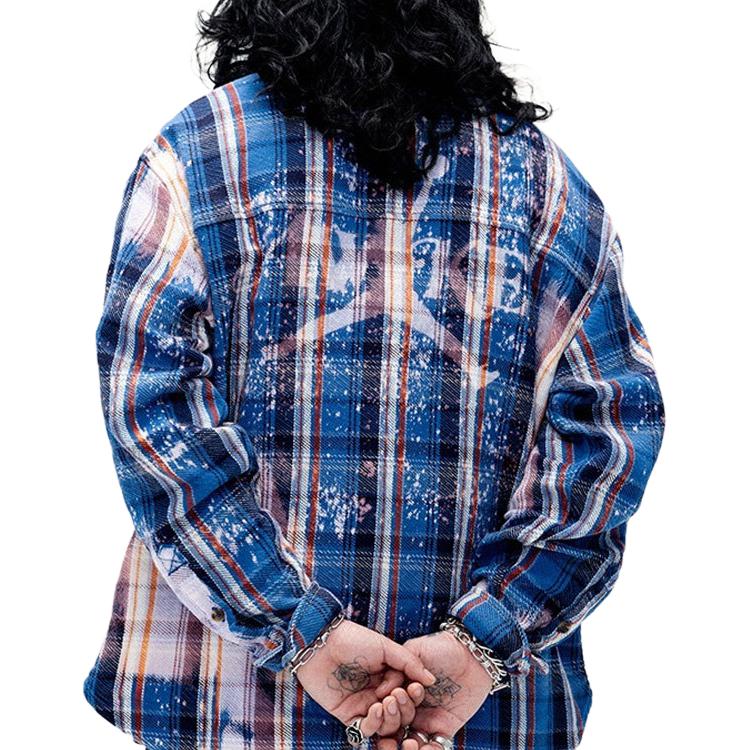 Jordan X Awake NY Plaid Square Collar Single-Breasted Casual Sports Long Sleeve Shirt Unisex Shirts Dark-Blue FQ5454-498