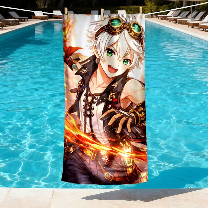 Genshin Impact Print Beach Towel Design, Soft, Lightweight. for Home Bathroom, Spa, Pool, Yoga, Surfing, Camping, Gift for Family, Friend