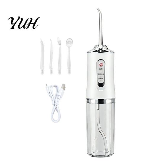 Irrigateur buccal rechargeable, jet dentaire électrique sans fil, 3 niveaux pour le nettoyage des dents avec 4 embouts de jet, Flosser