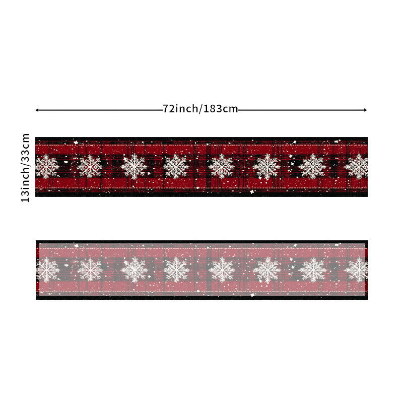 33*183cm Christmas Table Runner Set - Linen-Look Digital Print Holiday Decor for Dining Tables & Cabinets