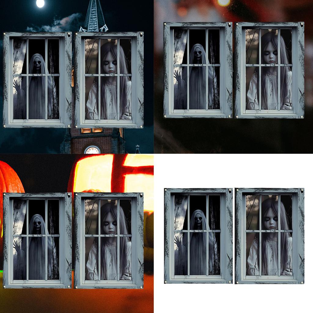 Halloween Horror Decoration Scary Ghostly Door Curtain For Window Party Background Hanging Fabric Polyester Washable