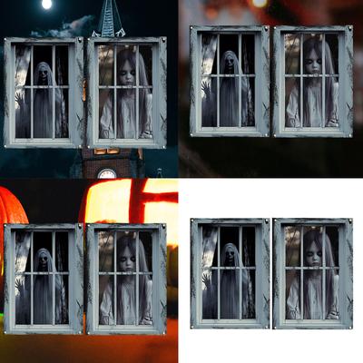 Halloween Horror Decoration Scary Ghostly Door Curtain For Window Party Background Hanging Fabric Polyester Washable
