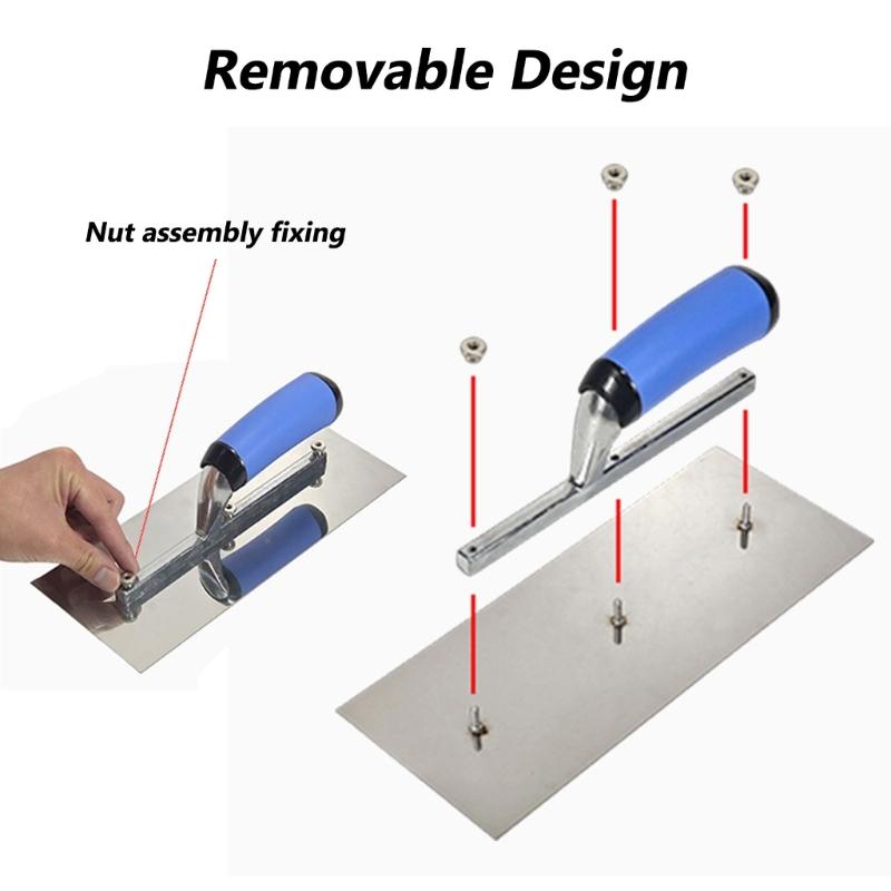9Pcs Stainless Steel Trowel Plastering Trowel Interchangeable Wall Construction Concrete Finishing Tool Finishing Trowel