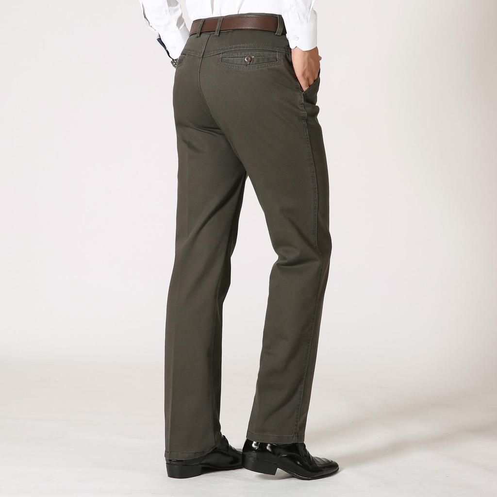 Men's Loose Straight-Leg Pure Cotton Business Pants for Autumn/Winter
