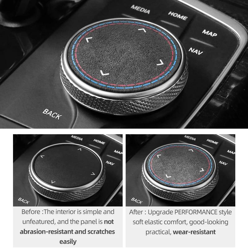 For a1 F30 F20 G20 F10 F31 F32 F34 F36 Series 1 2 7 X3 X4 X5 X6 i3 iX3 Z4 Made of Alcantara Car Multimedia Knob Trim Stickers a1
