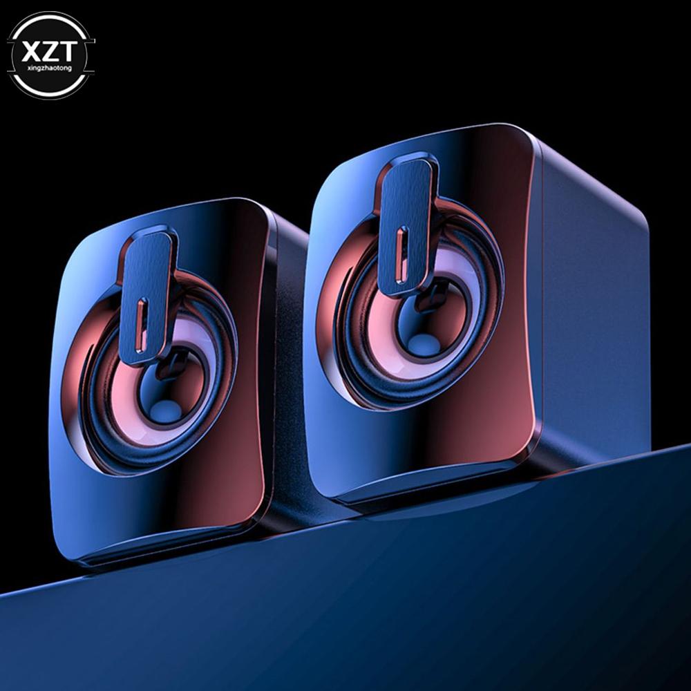 2PCS Sound PC Computer Speakers Sound Box For PC HIFI Stereo Microphone USB Wired with LED Light For Desktop Computer