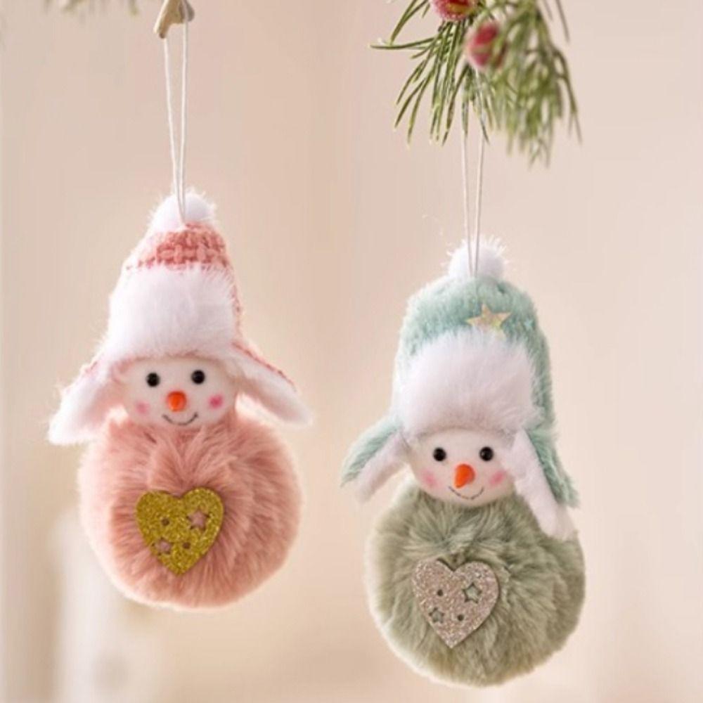 Pink Green Christmas Decorations Santa Snowman Doll Embellishment Hanging Pendants Doll Festival Accessories Xmas Tree Ornaments