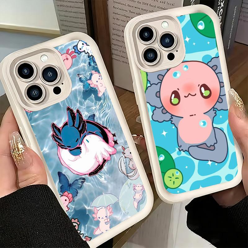 Phone Case for iPhone 17 Air 16E 15 16 Pro Max Axolotl Cartoon Cute Cover 14 Plus 13 12 Mini Soft Shell Silicone Fundas