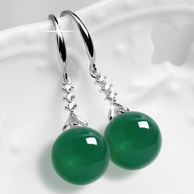 New Green Crystal Fashion Design Women's High End Temperament Earrings Simple Design Trend Personalized Jewelry