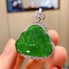 Ice Green Jadeite Laughing Buddha Pendant Necklace - Imperial Green Women's Charm Accessory