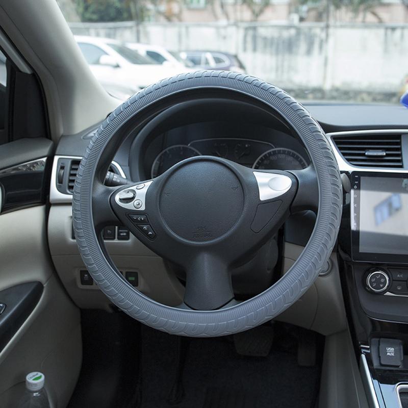 Soft Silicone Steering Wheel Cover Wear-resistant Tire Pattern Car Accessories Auto Protective Decoration Steering Wheel Cover