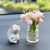 Auto-Armaturenbrett-Dekor, Mini-Hase mit Blüte in Blumenvase, Auto-Innendekoration, Geschenk für Frauen und Männer, Autobesitzer