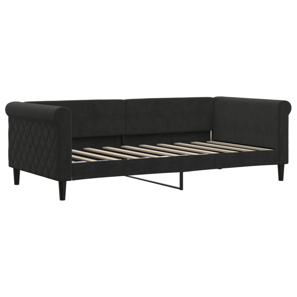 Extendable Daybed with Drawers Black 90x190 Cm Velvet