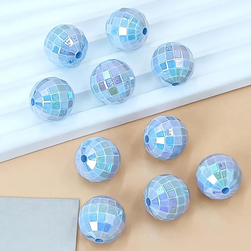 10Pcs 16Mm Earth Shaped Round Beads Disco Ball Beads For Jewelry Making Diy Necklace Earrings Phone Chain Beaded Pen Accessories