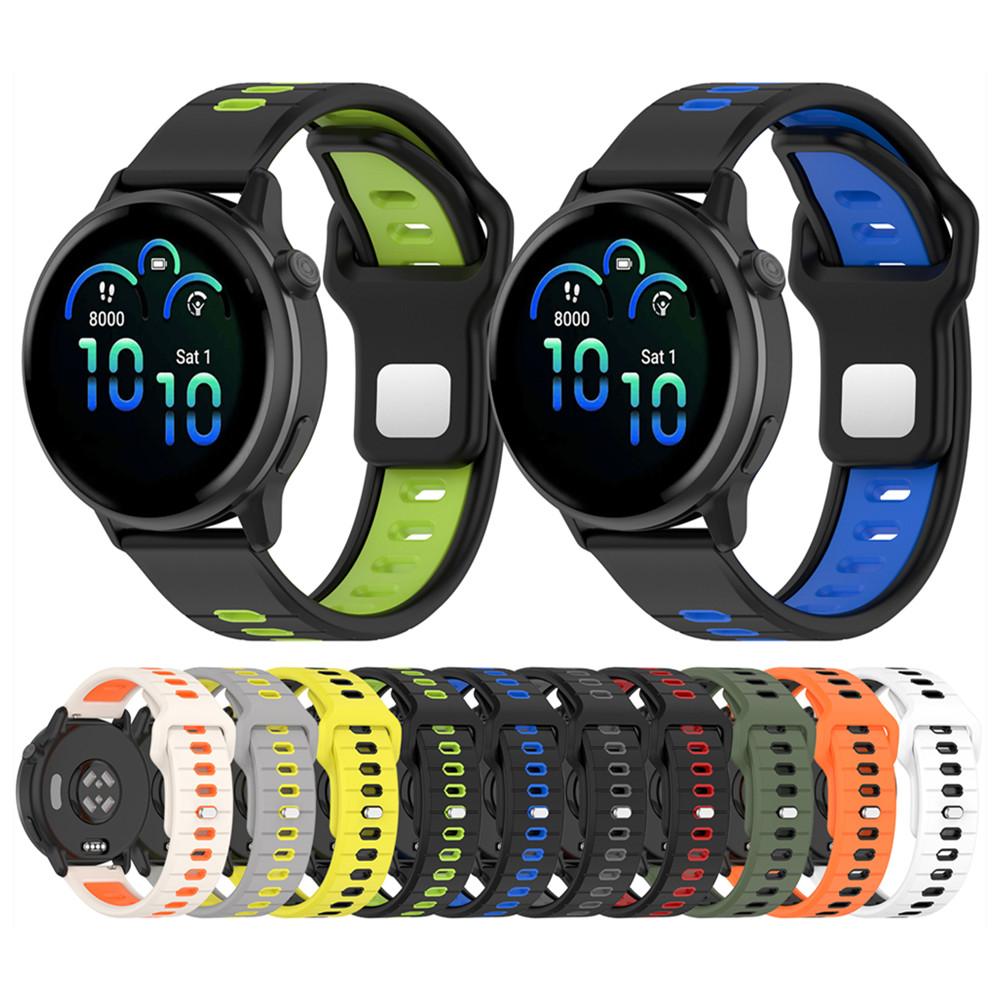 20MM 22MM Silikonový řemínek pro Garmin forerunner 245 645 255 265 Vodorovný pruh Reverzní Dvoubarevný Řemínek k hodinkám Prodyšný Wr