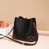 "Celebrity Fashion Embossed Crossbody Bucket Bag - Large Capacity, Retro Classic Print Handbag"
