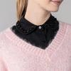 Travel Friendly Detachable Collar Easy Removable Button Faux Pearls Decors Polyester Half Shirt Blouse False Collar