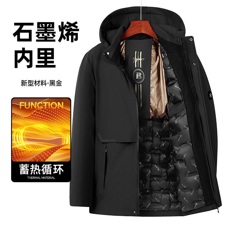 

Зимняя теплая модная хлопковая одежда с двойным эффектом, мужская куртка в деловом повседневном стиле для среднего и пожилого возраста, быстро нагревающаяся графеновая XL